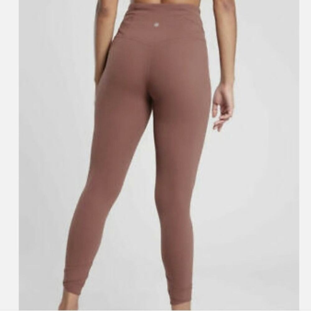Athleta Elation Pirouette 7/8 Leggings XS Brown Criss Cross Hem High Rise Yoga - Picture 12 of 14
